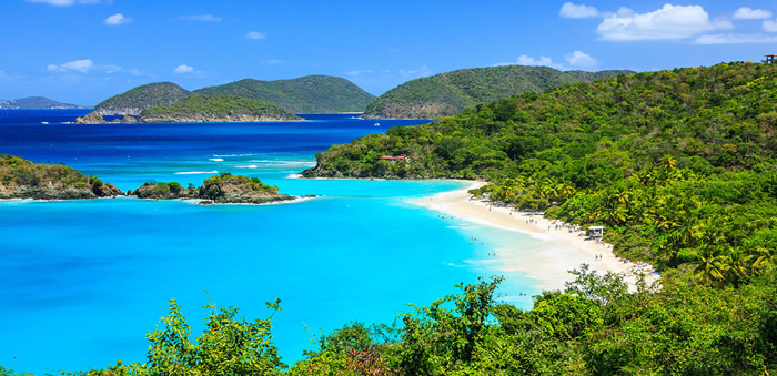 Cinnamon Bay St. John Caribbean Blue Boat Charters from St. Thomas, USVI