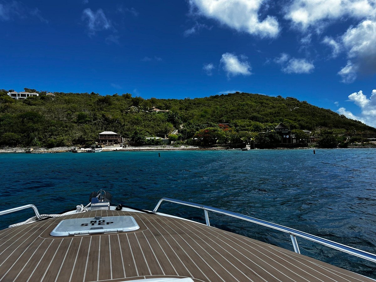 Tan on deck during the boat charter in St. Thomas USVI